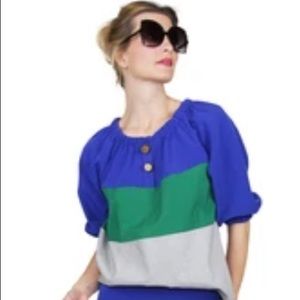 BURU Color block henley blue twill & Kelly green L